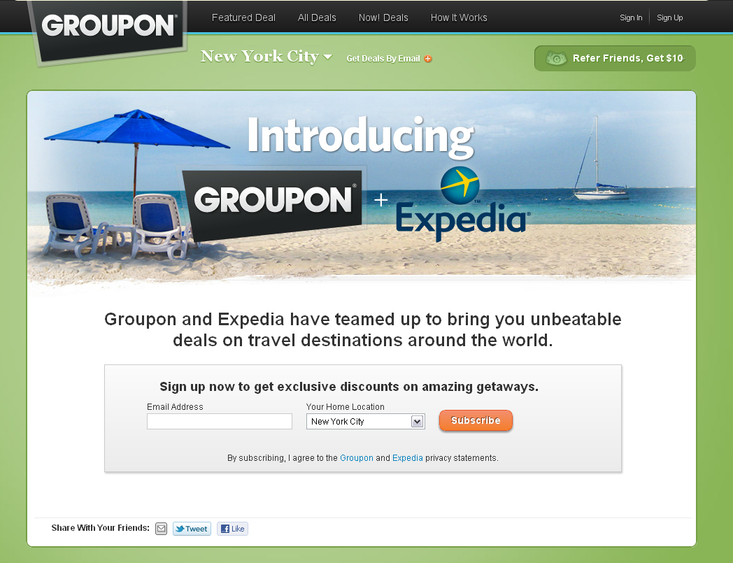 Expedia e Groupon per le vacanze